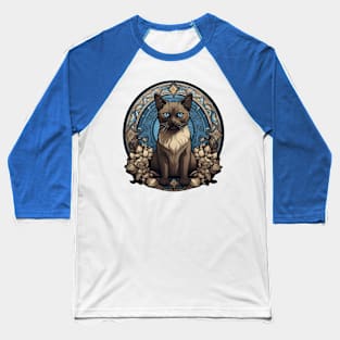 Siamese kitty Art Nouveau Baseball T-Shirt